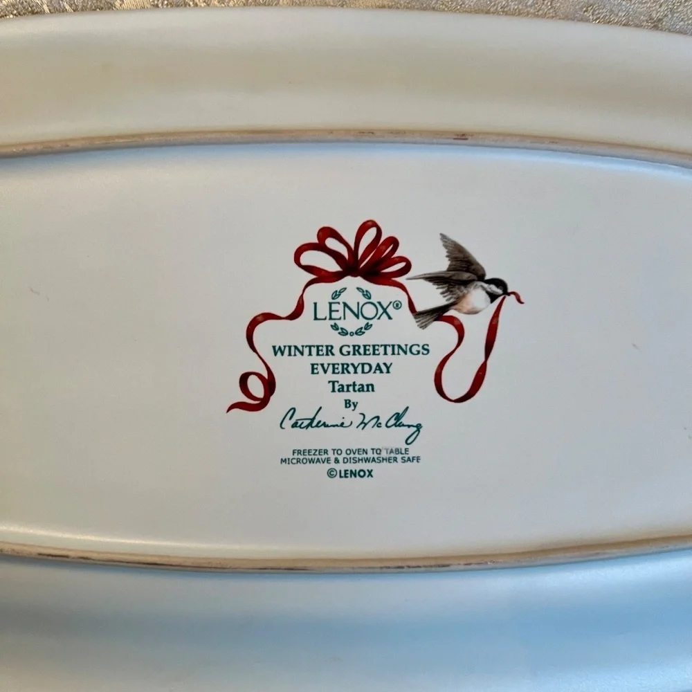 NWOB Lenox Christmas Winter Greetings Everyday Tartan Hors D'Oeuvre Tray